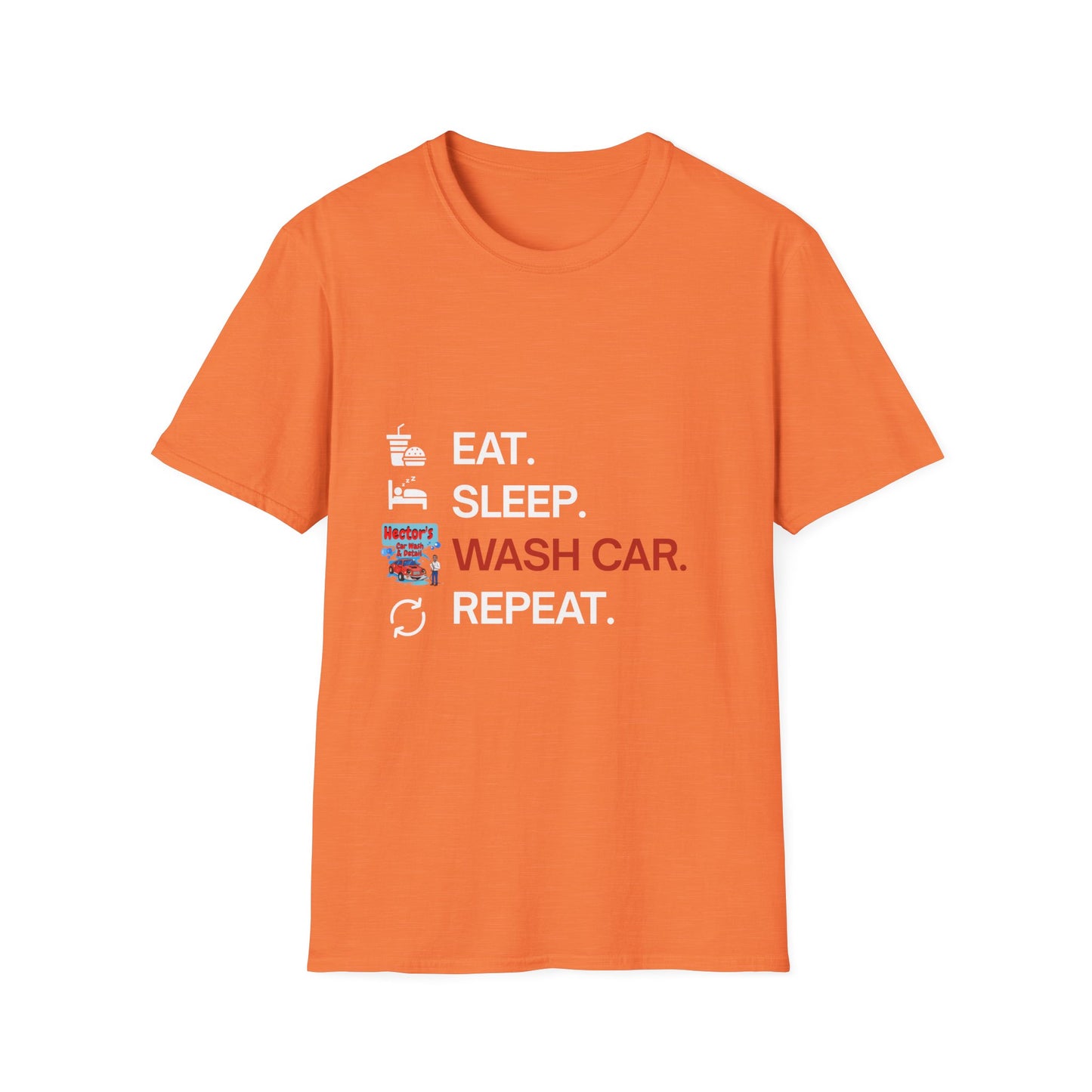 Hector's 'Eat Sleep Wash Car Repeat' Unisex Soft Style T-Shirt