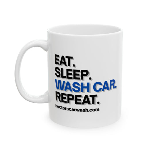 'Eat, Sleep, Wash, Repeat' Funny Motivational Ceramic Mug - Perfect Gift for Coffee Lovers
