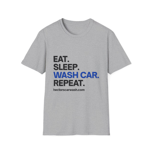 'Eat Sleep Wash Car Repeat' (Black Lettering) Unisex Soft Style T-Shirt