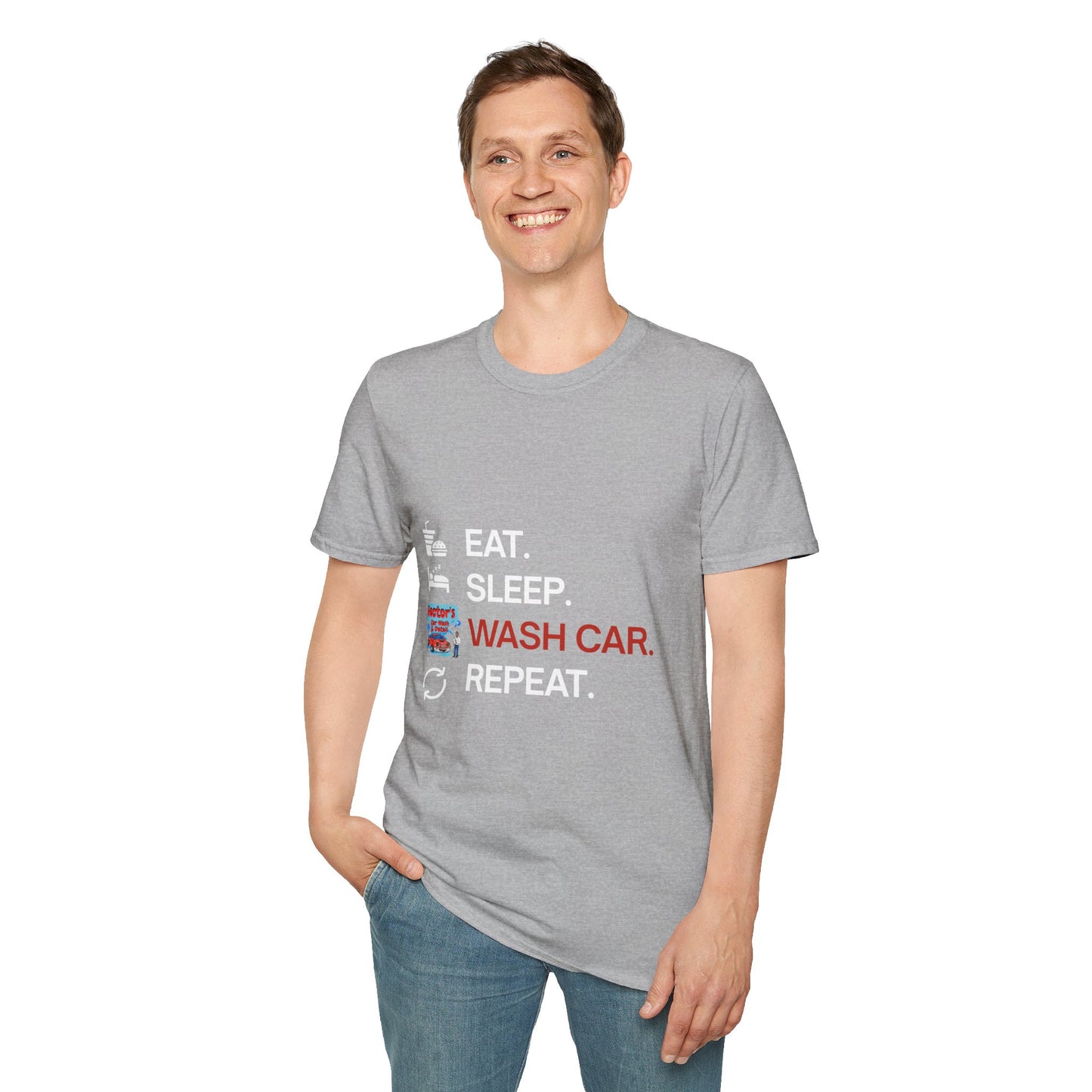 Hector's 'Eat Sleep Wash Car Repeat' Unisex Soft Style T-Shirt