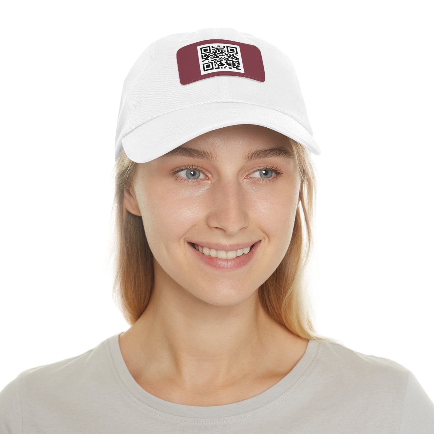 Custom QR Code Dad Hat with Leather Patch - Stylish & Functional Cap