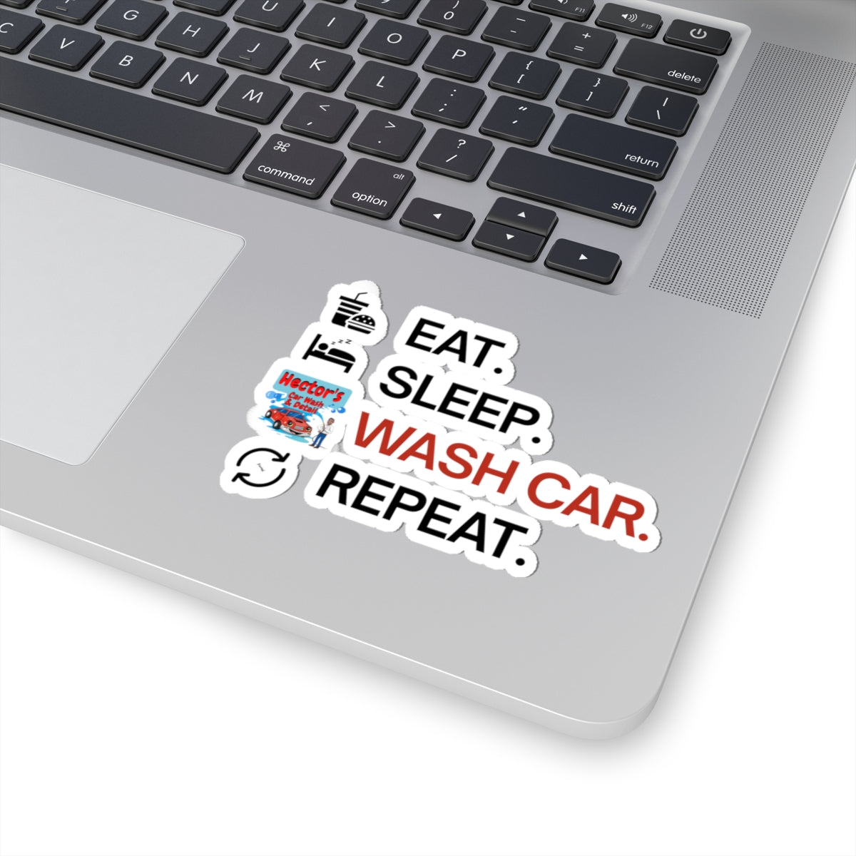 'Eat Sleep Wash Car Repeat' Car Wash Kiss-Cut Stickers - Fun Auto Decor