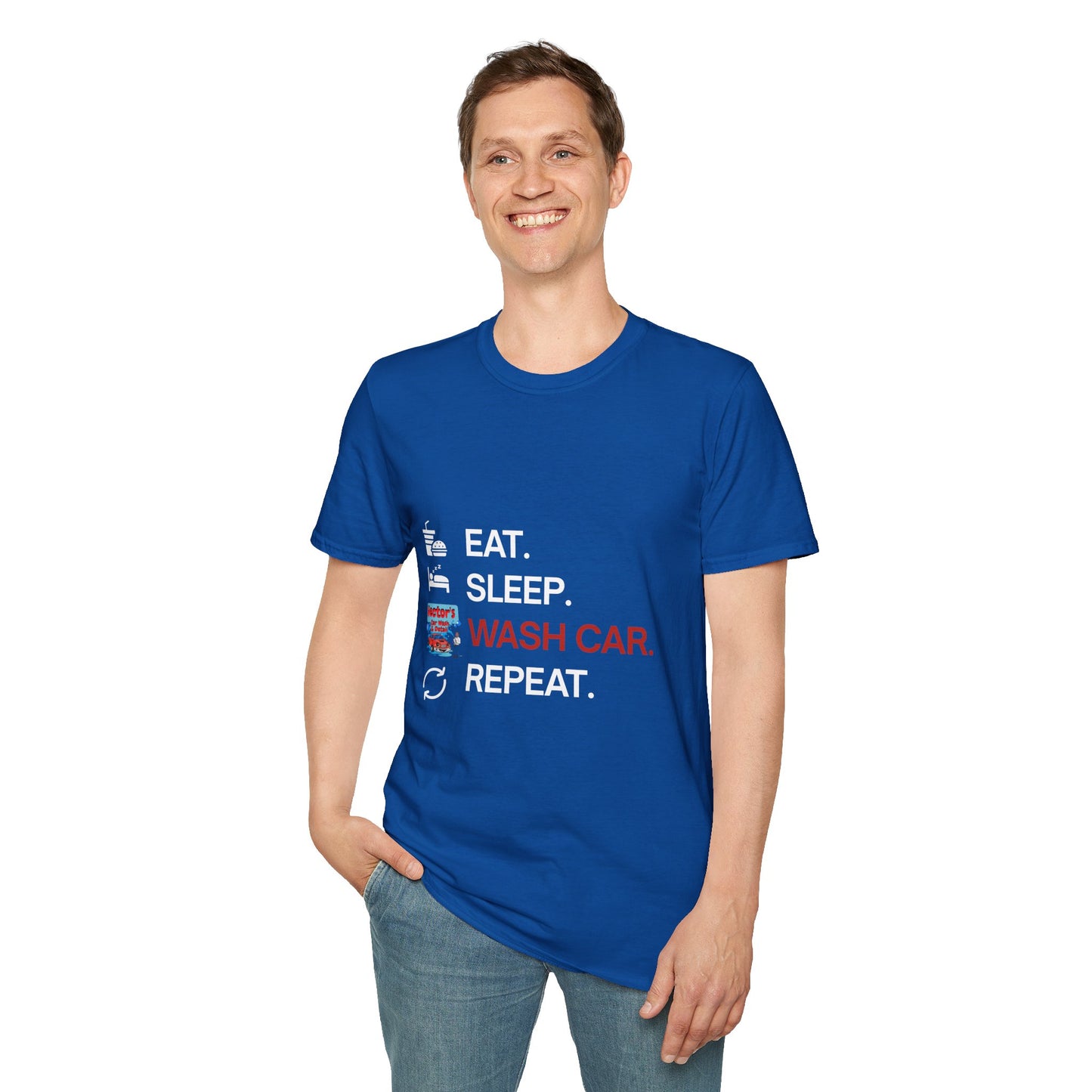 Hector's 'Eat Sleep Wash Car Repeat' Unisex Soft Style T-Shirt