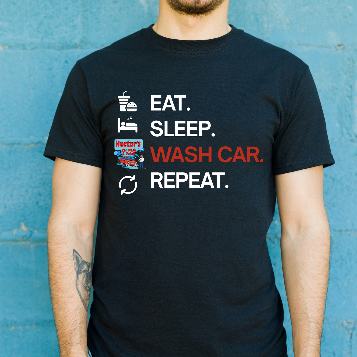 Hector's 'Eat Sleep Wash Car Repeat' Unisex Soft Style T-Shirt