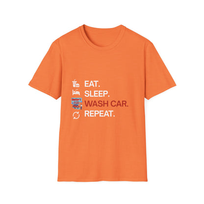 Hector's 'Eat Sleep Wash Car Repeat' Unisex Soft Style T-Shirt