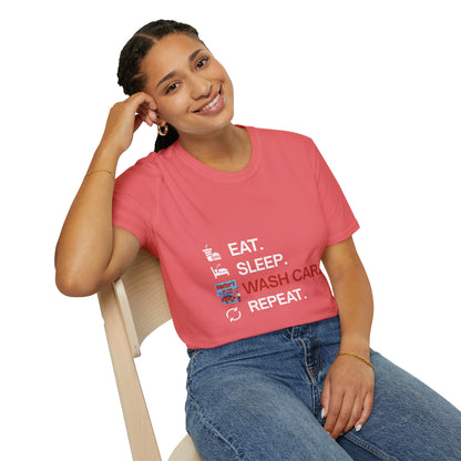 Hector's 'Eat Sleep Wash Car Repeat' Unisex Soft Style T-Shirt
