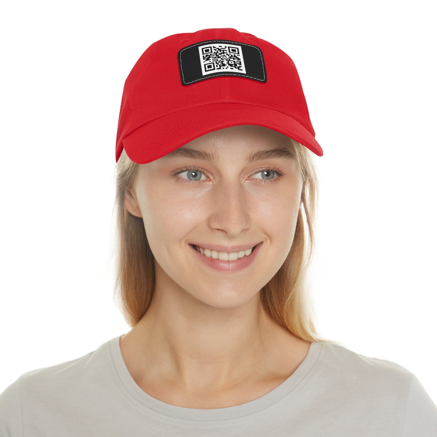 Custom QR Code Dad Hat with Leather Patch - Stylish & Functional Cap