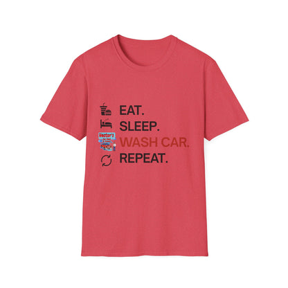 Hector's 'Eat Sleep Wash Car Repeat' (Black Lettering) Unisex Soft Style T-Shirt