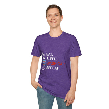 Hector's 'Eat Sleep Wash Car Repeat' Unisex Soft Style T-Shirt