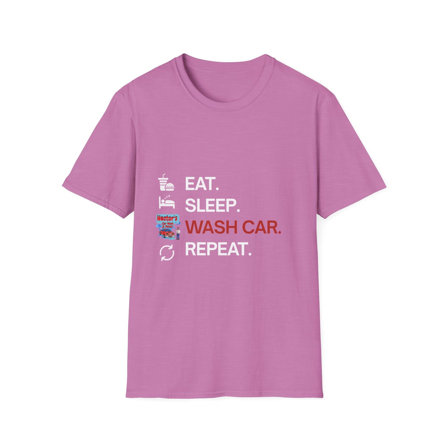 Hector's 'Eat Sleep Wash Car Repeat' Unisex Soft Style T-Shirt