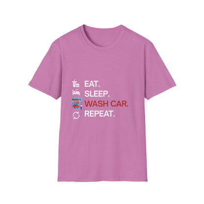 Hector's 'Eat Sleep Wash Car Repeat' Unisex Soft Style T-Shirt