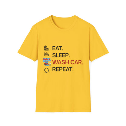 Hector's 'Eat Sleep Wash Car Repeat' (Black Lettering) Unisex Soft Style T-Shirt