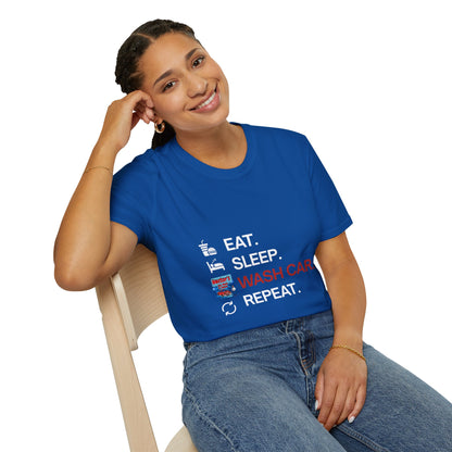 Hector's 'Eat Sleep Wash Car Repeat' Unisex Soft Style T-Shirt