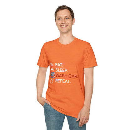 Hector's 'Eat Sleep Wash Car Repeat' Unisex Soft Style T-Shirt