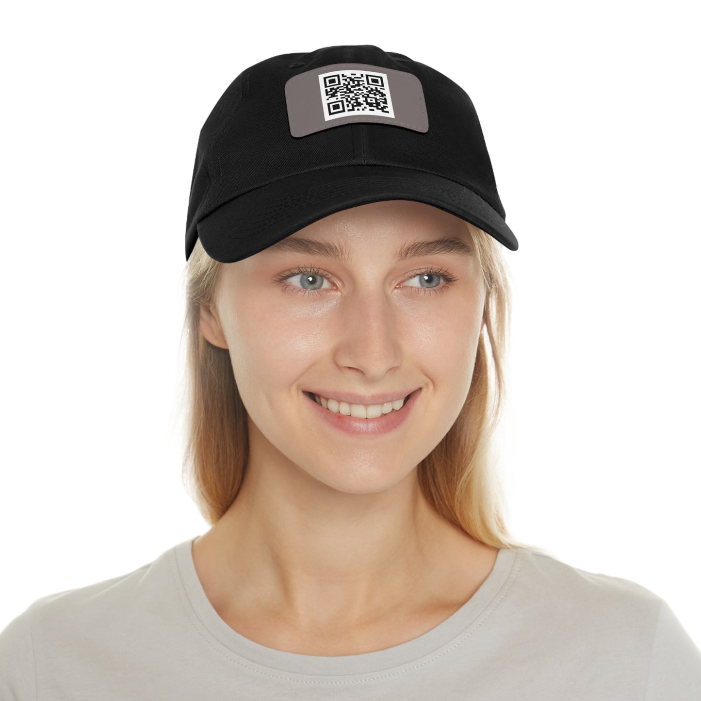 Custom QR Code Dad Hat with Leather Patch - Stylish & Functional Cap