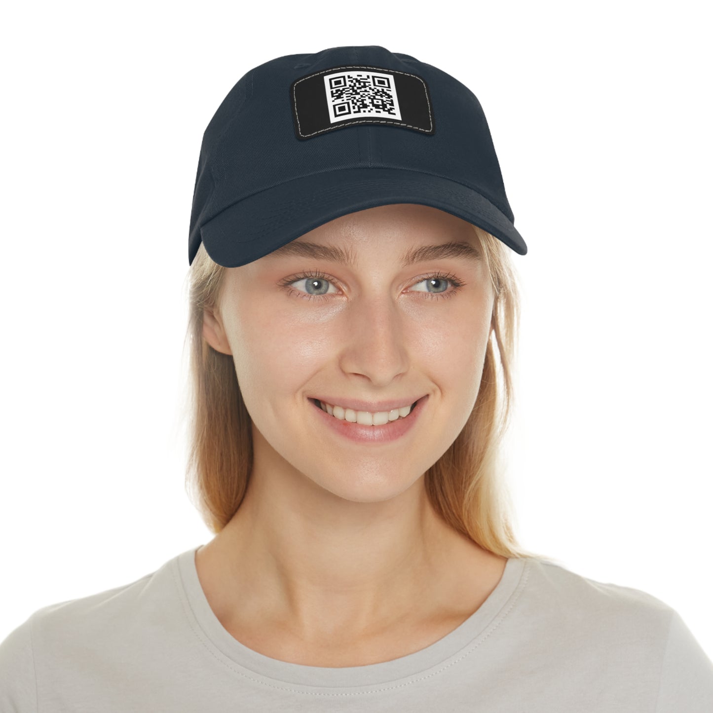 Custom QR Code Dad Hat with Leather Patch - Stylish & Functional Cap
