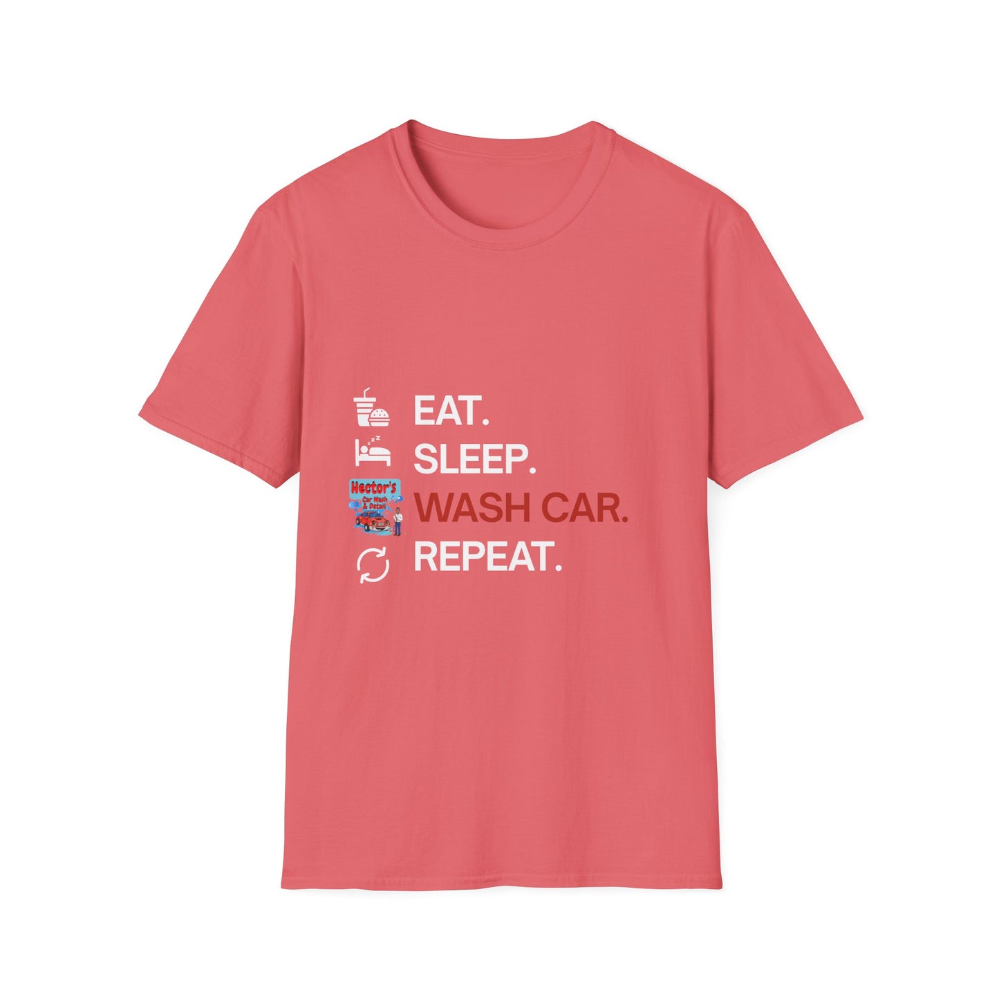Hector's 'Eat Sleep Wash Car Repeat' Unisex Soft Style T-Shirt