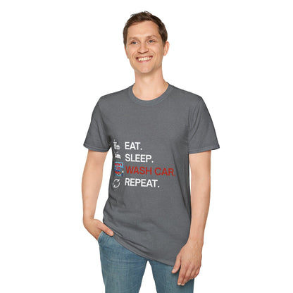 Hector's 'Eat Sleep Wash Car Repeat' Unisex Soft Style T-Shirt