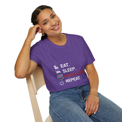 Hector's 'Eat Sleep Wash Car Repeat' Unisex Soft Style T-Shirt