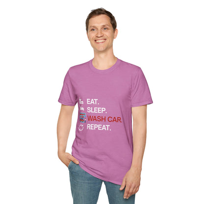 Hector's 'Eat Sleep Wash Car Repeat' Unisex Soft Style T-Shirt