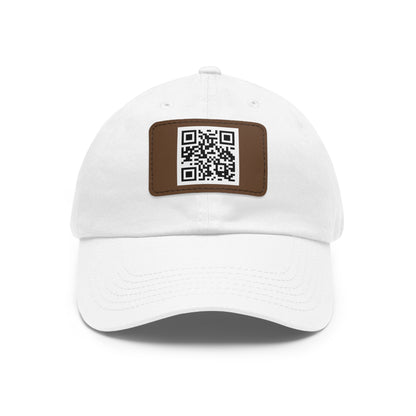 Custom QR Code Dad Hat with Leather Patch - Stylish & Functional Cap
