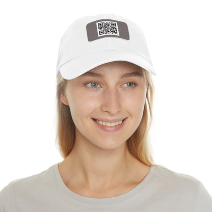 Custom QR Code Dad Hat with Leather Patch - Stylish & Functional Cap
