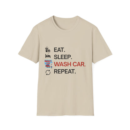 Hector's 'Eat Sleep Wash Car Repeat' (Black Lettering) Unisex Soft Style T-Shirt