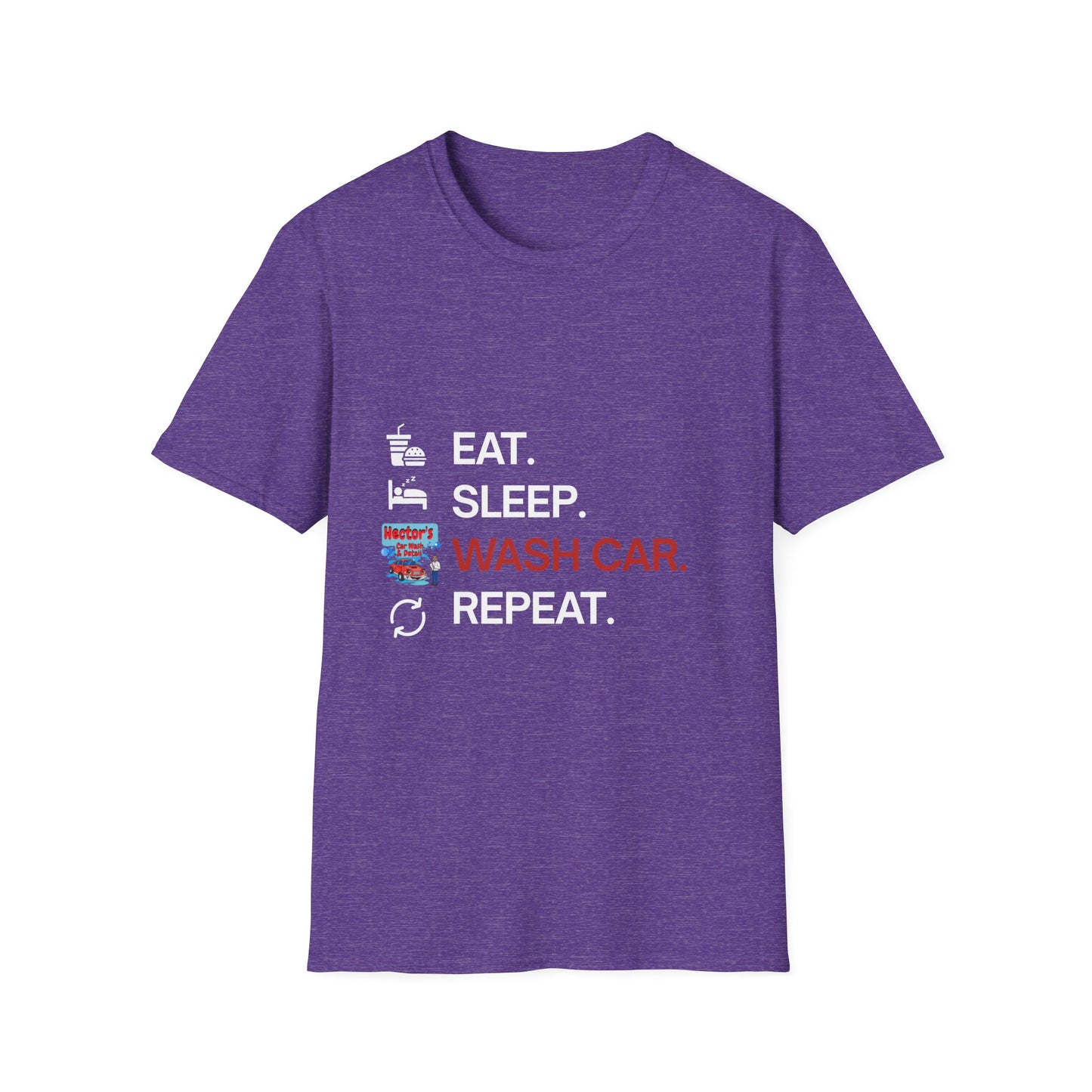 Hector's 'Eat Sleep Wash Car Repeat' Unisex Soft Style T-Shirt