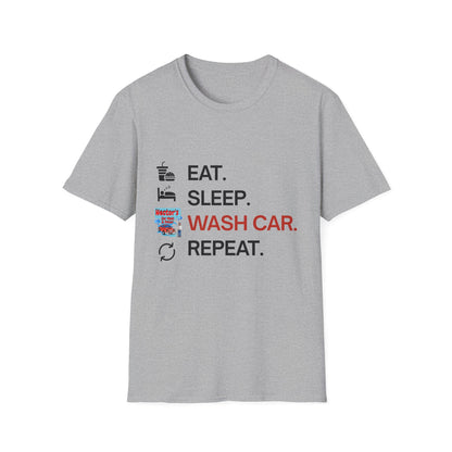 Hector's 'Eat Sleep Wash Car Repeat' (Black Lettering) Unisex Soft Style T-Shirt