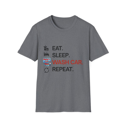 Hector's 'Eat Sleep Wash Car Repeat' (Black Lettering) Unisex Soft Style T-Shirt