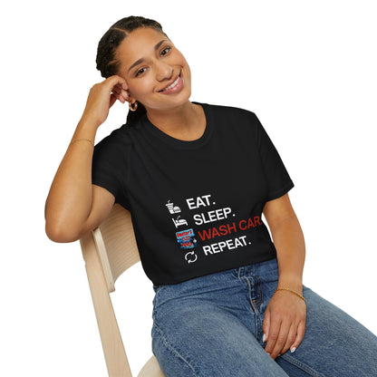 Hector's 'Eat Sleep Wash Car Repeat' Unisex Soft Style T-Shirt