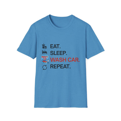 Hector's 'Eat Sleep Wash Car Repeat' (Black Lettering) Unisex Soft Style T-Shirt