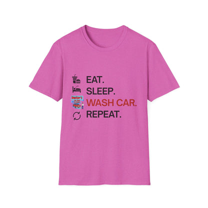 Hector's 'Eat Sleep Wash Car Repeat' (Black Lettering) Unisex Soft Style T-Shirt